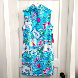 NWT Aryeh Carla Mid-Zip Mock Neck Sleeveless Sun Protection UPF50+ Dress